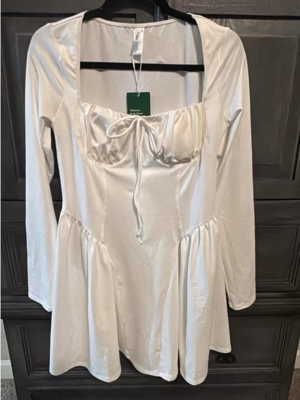 Silky Ivory Long Sleeve Mini Dress